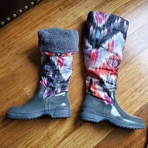 Long Rain Boots with Faux fur lining